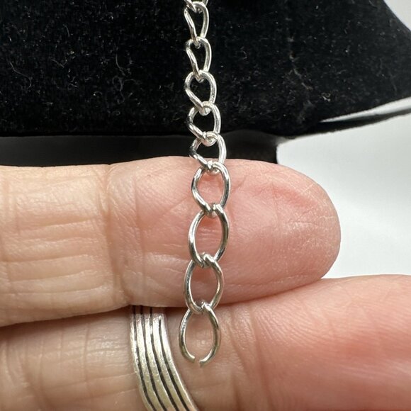 Set SilverTone Spiral Square Hammered Chain Necklace Earrings  16” 2” Ext Tribal - Picture 7 of 9